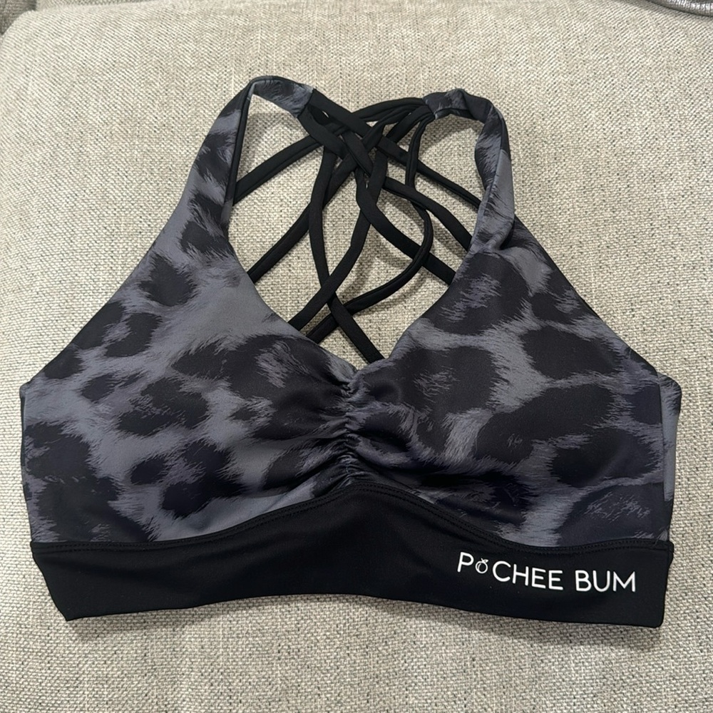 Slate Blue Leopard Sports Bra